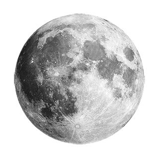 Illustrated Moon shows its various hues of grey with various pits and striations on the surface