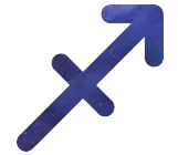 The sign for Sagittarius is an arrow with a perpendicular line in the middle of the main line