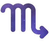 The Scorpio sign looks like an "M" with an arrow tail on the last line.