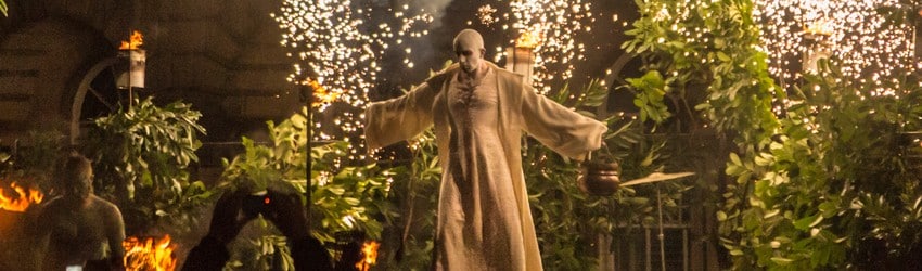 A torchlit procession through the pagan festival of Samhuinn or Samhain at the Edinburgh Samhuinn Fire Festival.