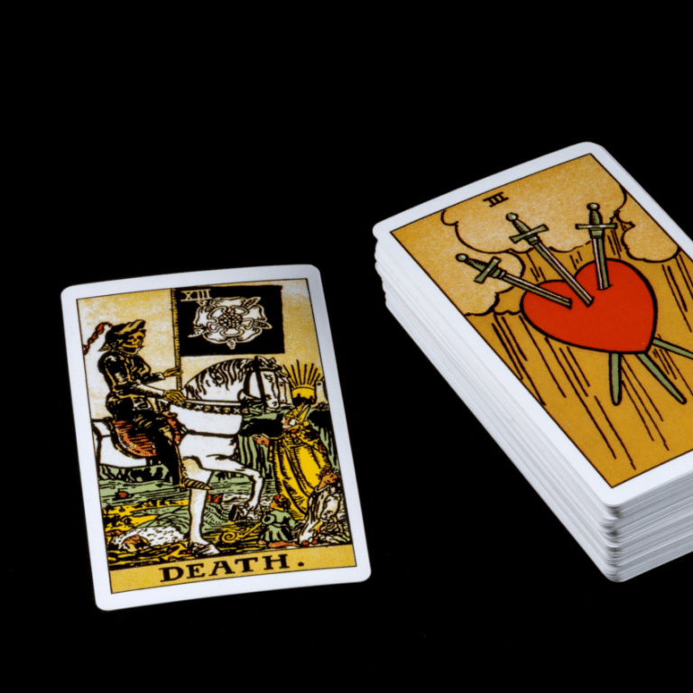 image of the death tarot card on a table